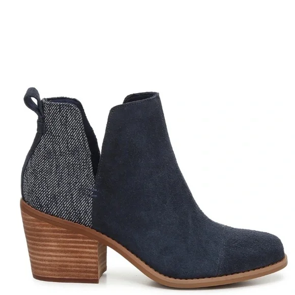 TOM’s | Like NEW Everly Navy Suede Ankle Boots Size 9.5 - Picture 3 of 8